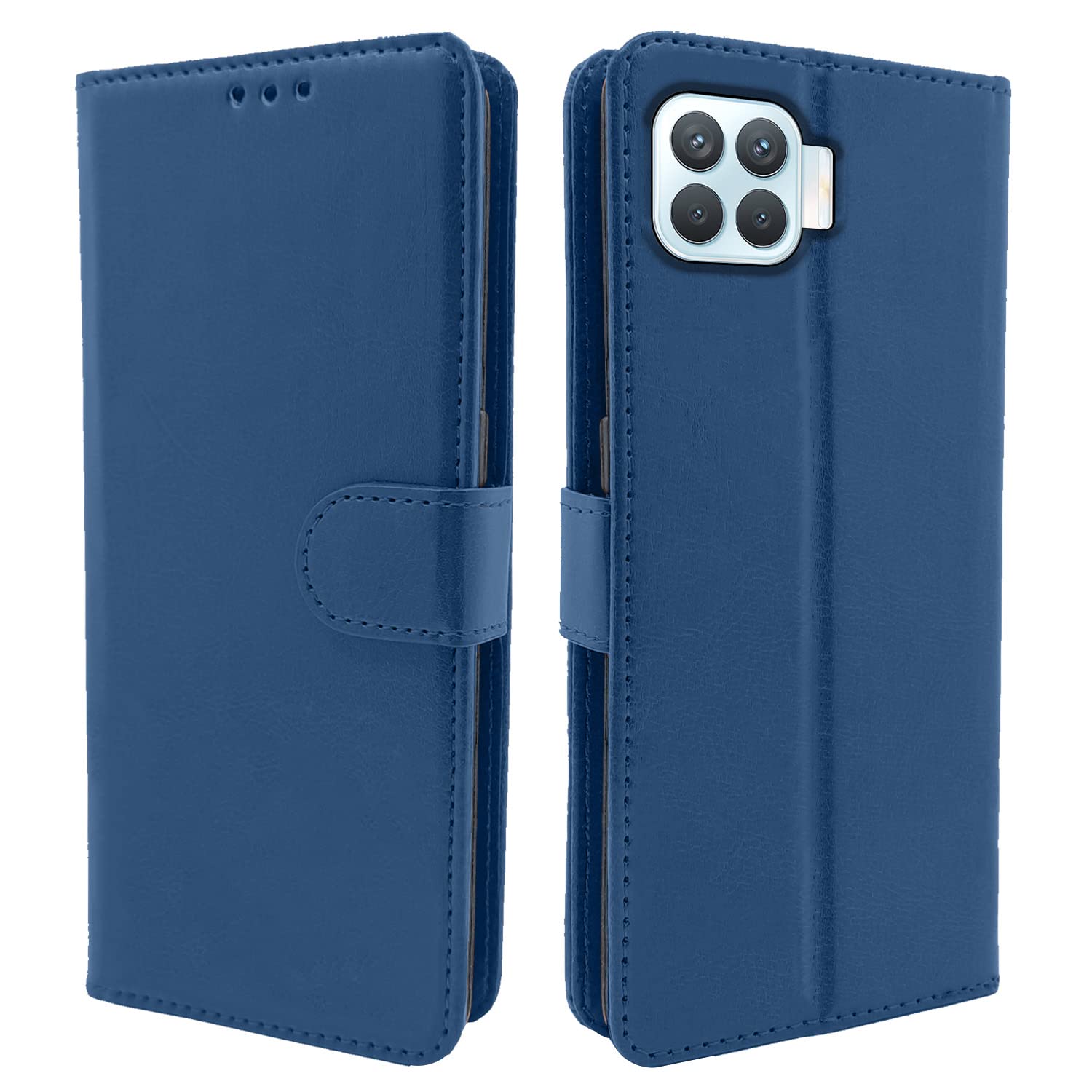 Pikkme Oppo F17 Pro Vintage Flip Cover (Blue)