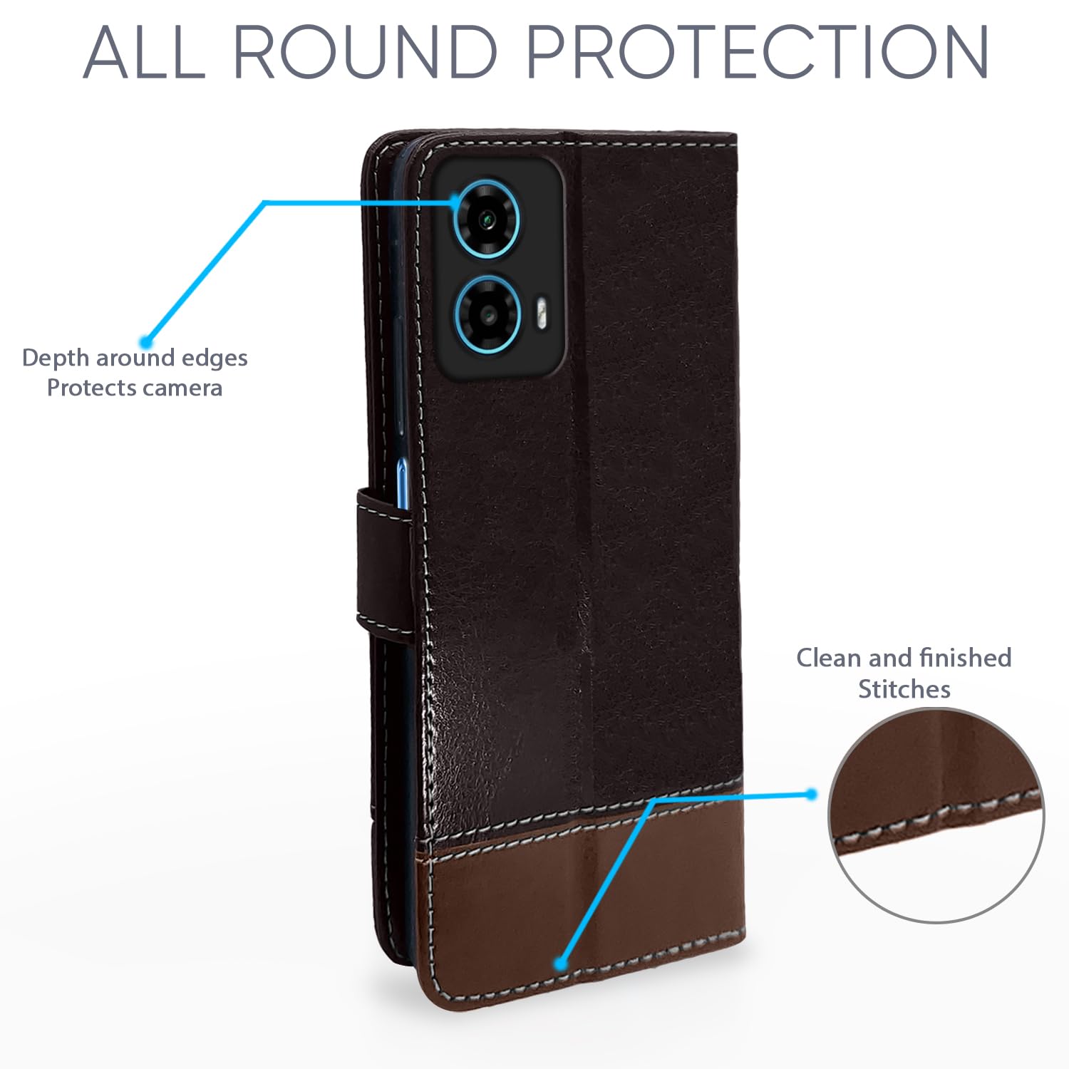 Pikkme Moto G34/G45 5G coffee & brown mobile flip cover – photo 3