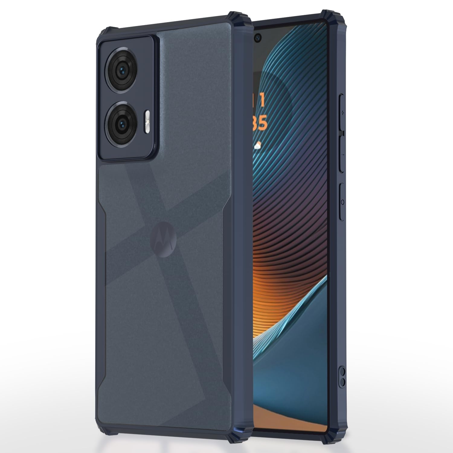 Pikkme blue Clear mobile back cover for Moto Edge 50 Fusion/G96 5G