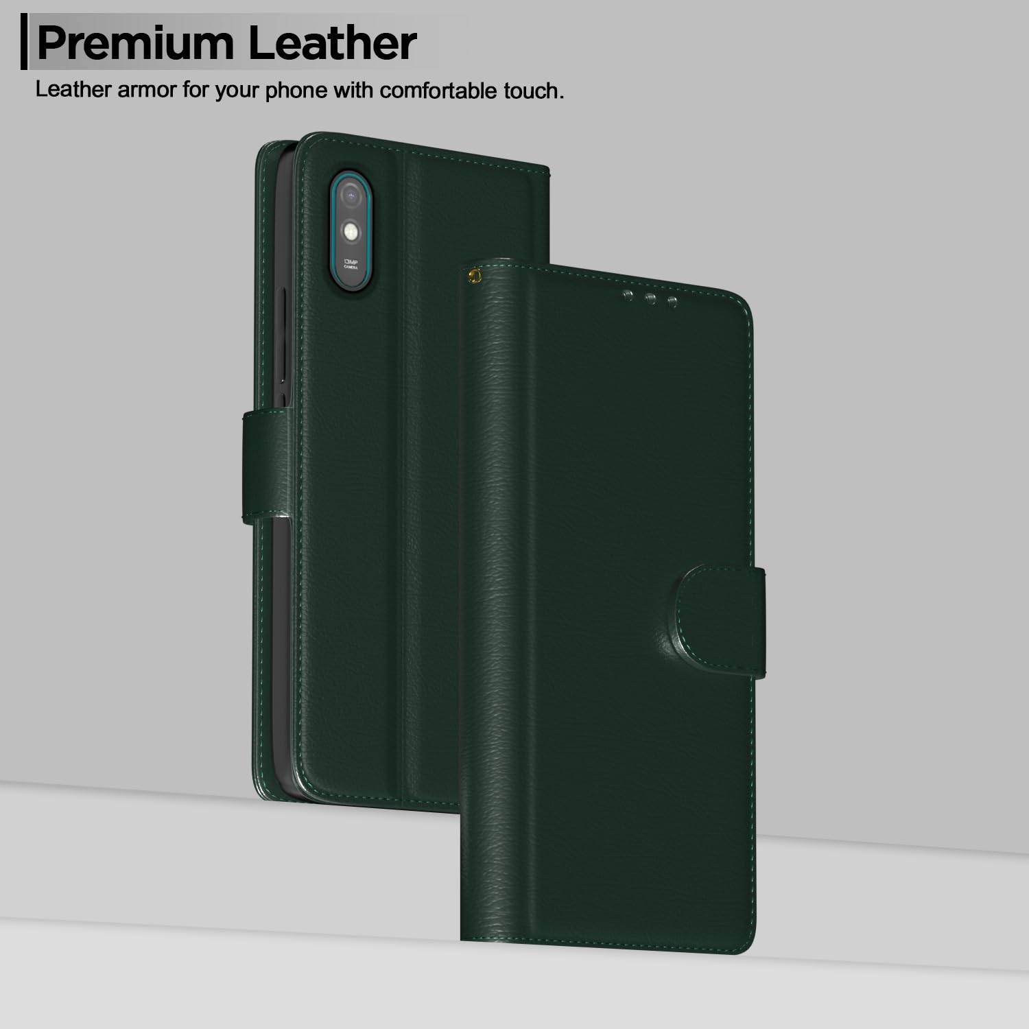 Pikkme Redmi 9A / 9i / 9A Sport Vintage Flip Cover (Green)