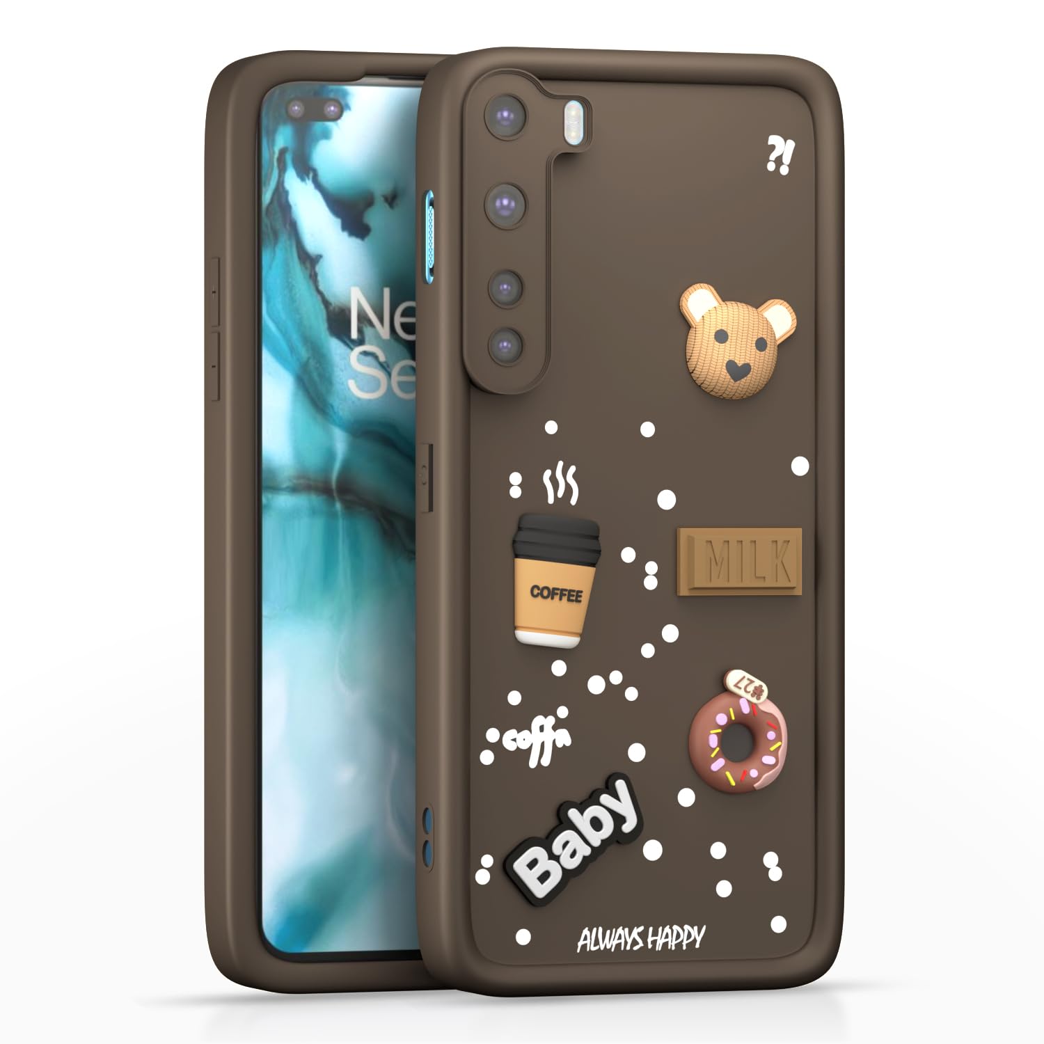 Pikkme brown Silicone back cover for OnePlus Nord (2020)/3D