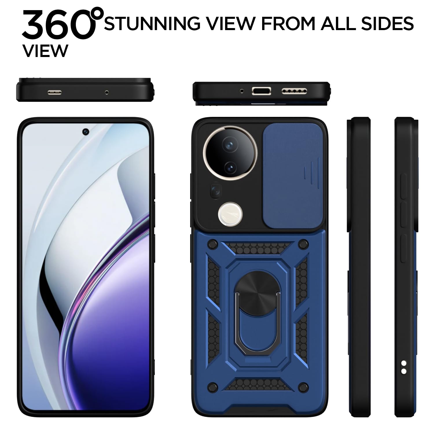 Pikkme Vivo T4 Ultra 5G D10 Tough Armor Back Cover (Blue)