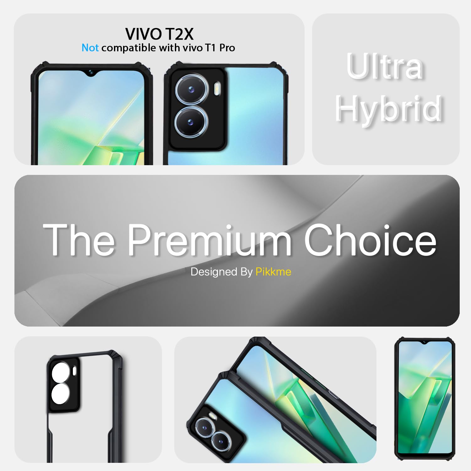 Pikkme Vivo Y16/T2X/Y56 Clear thermoplastic polyurethane, black back cover – photo 2