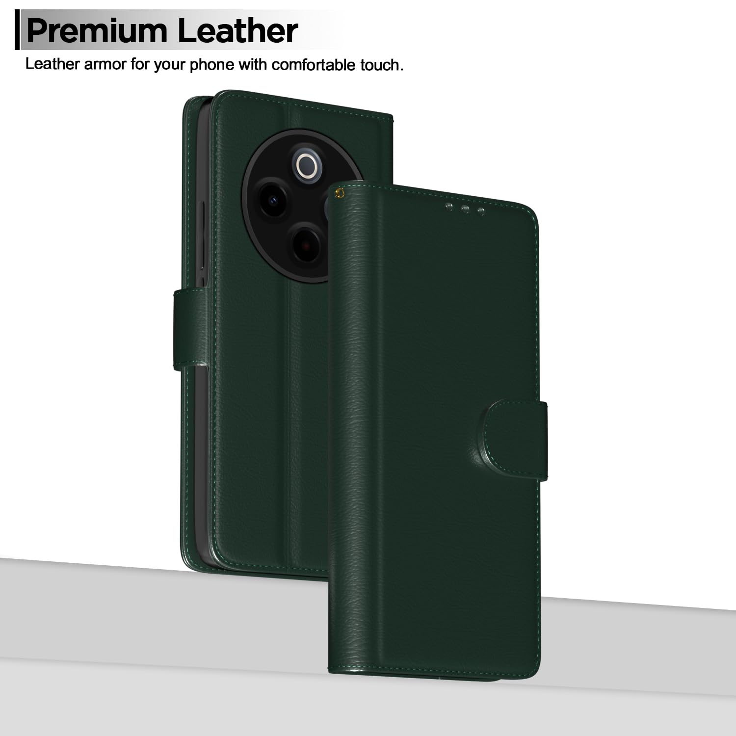 Pikkme Vivo T4 5G / iQoo Z10 5G Vintage Flip Cover (Green)
