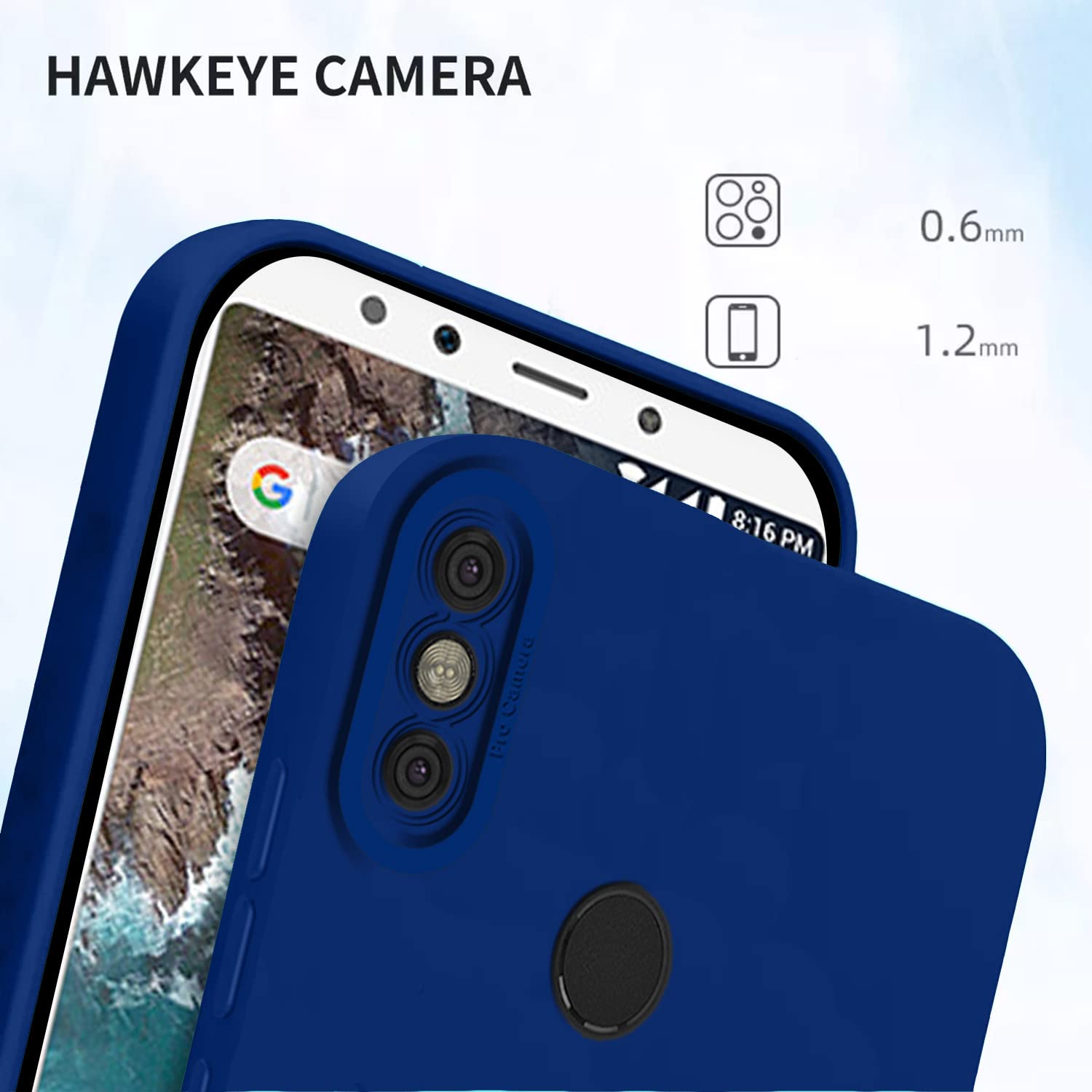 Pikkme Mi A2 Liquid Silicone Back Cover | Blue
