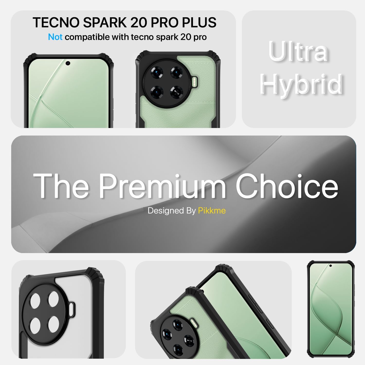 Black Hybrid mobile back cover for Tecno Spark 20 Pro Plus 5G – Pikkme
