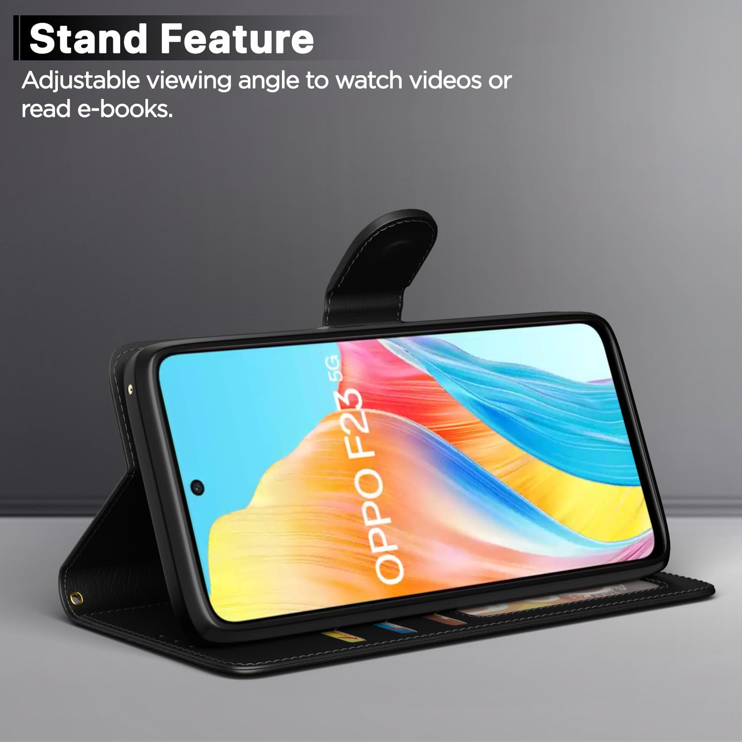 Pikkme black wallet flip cover for Oppo F23 5G – photo 3