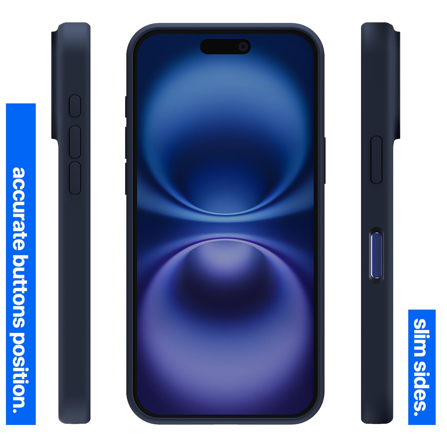 Pikkme iPhone 16 Plus Super Soft Silicone Back Cover (Dark Blue)