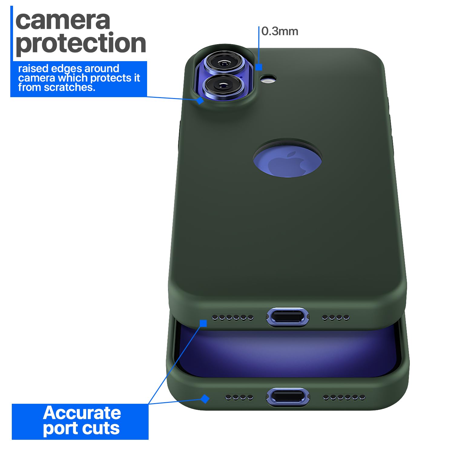 Pikkme iPhone 16 Plus Super Soft Silicone Back Cover (Atrovirens)