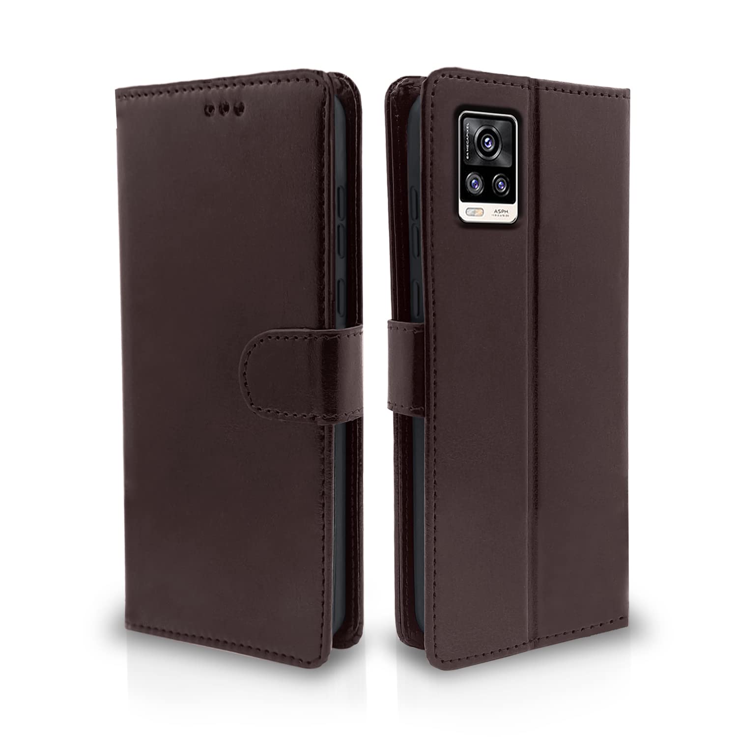 Vivo V20 Wallet flip case in coffee by Pikkme