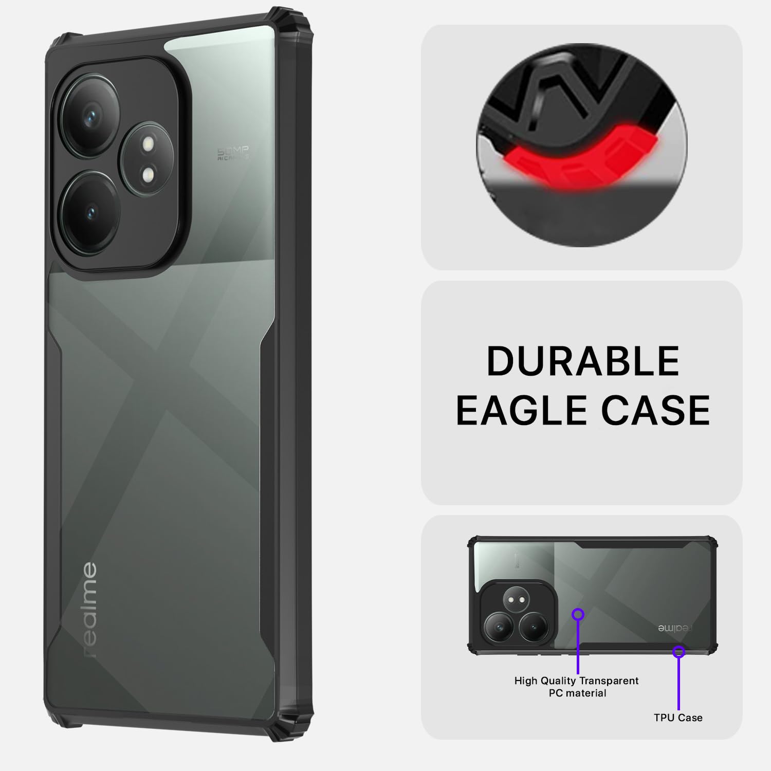 Black Clear mobile back cover for Realme GT 6T 5G – Pikkme – photo 5