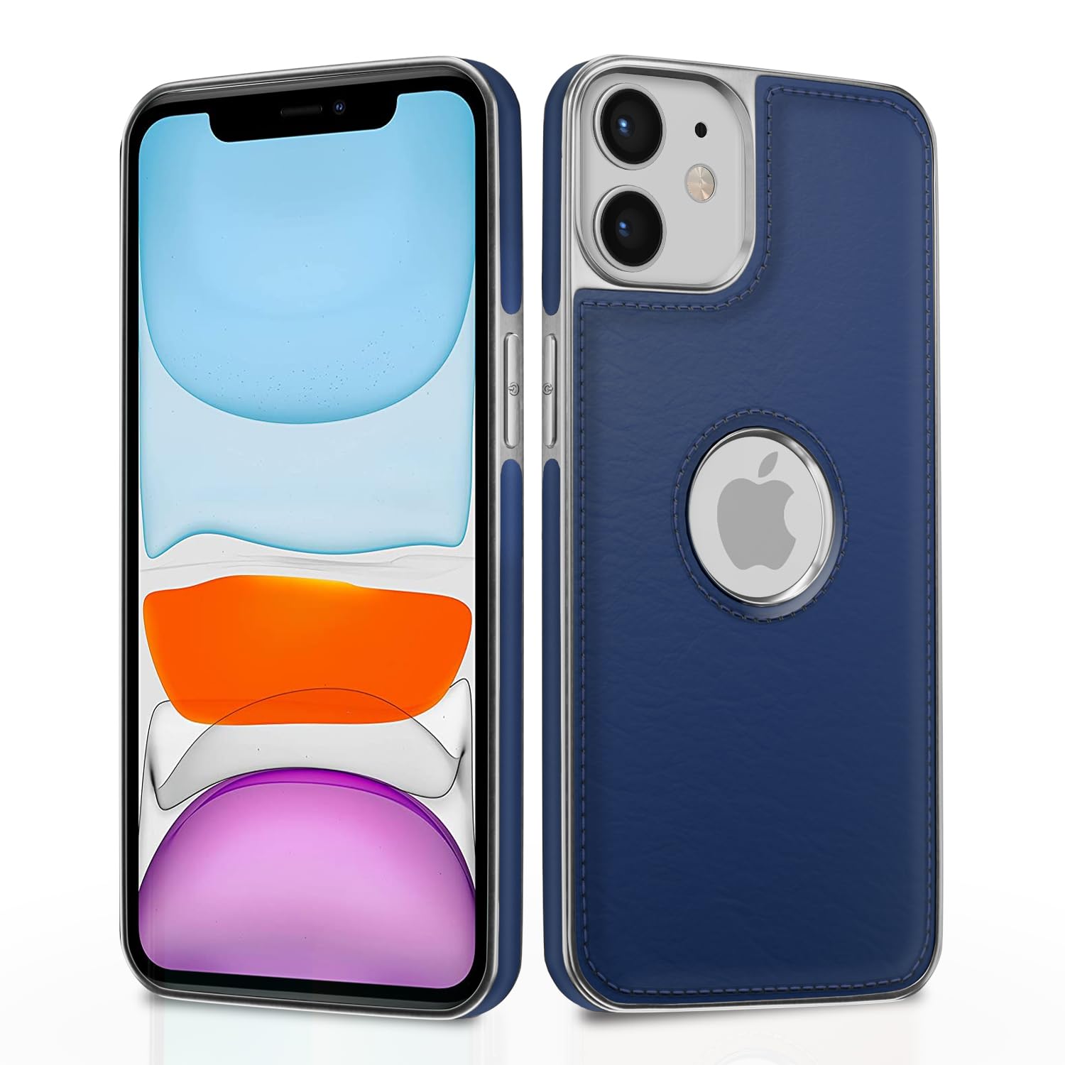 iPhone 11 Chrome Leather Back Cover -Blue
