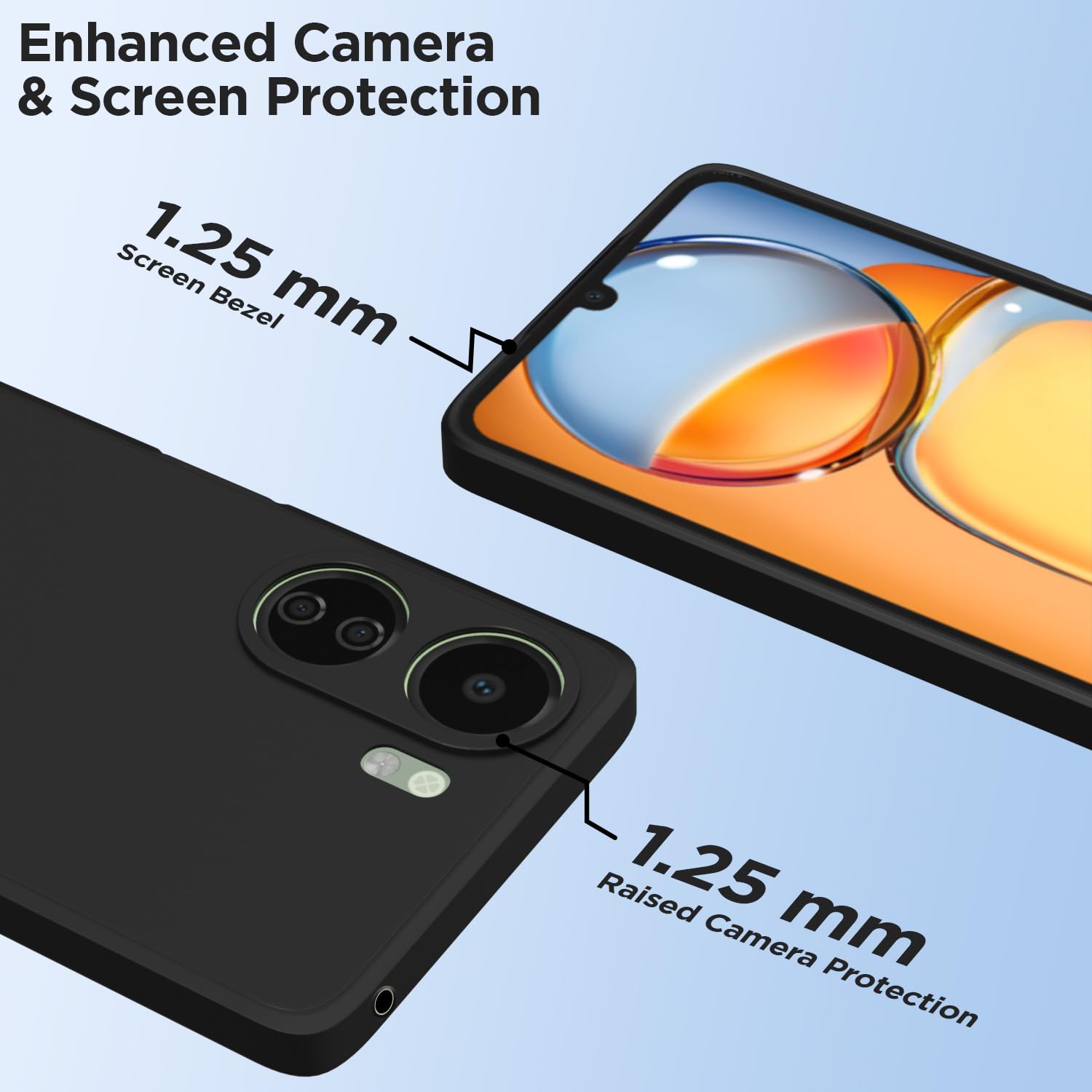 Pikkme Redmi 13C 4G Liquid Silicone Back Cover (Black)