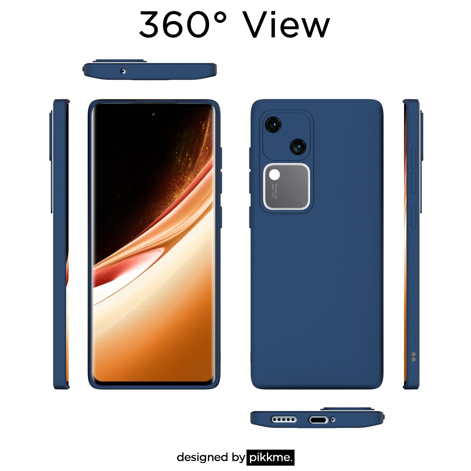 Pikkme Vivo V30 5G Liquid Silicone Back Cover (Blue)