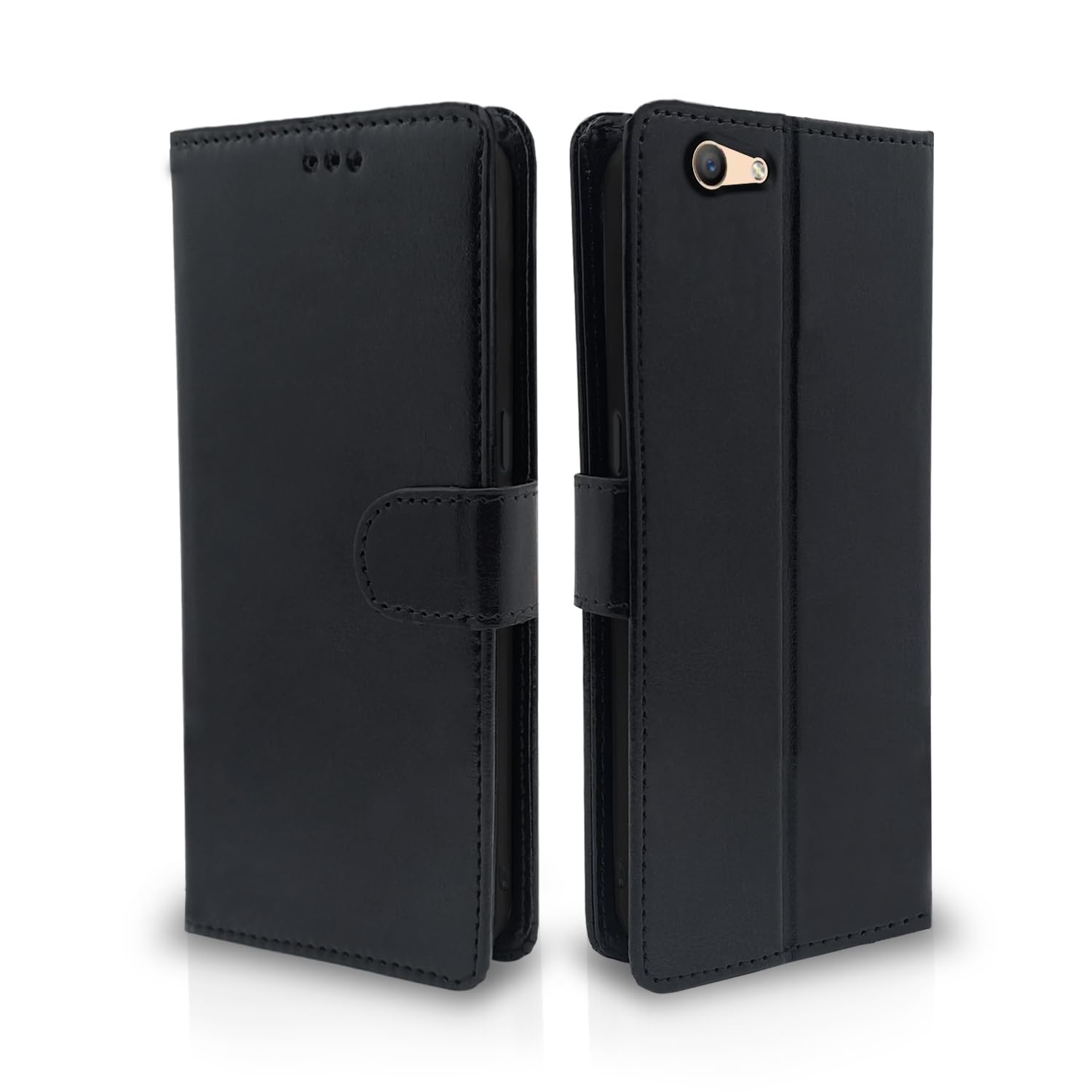 Pikkme black Wallet flip cover for Oppo F1s