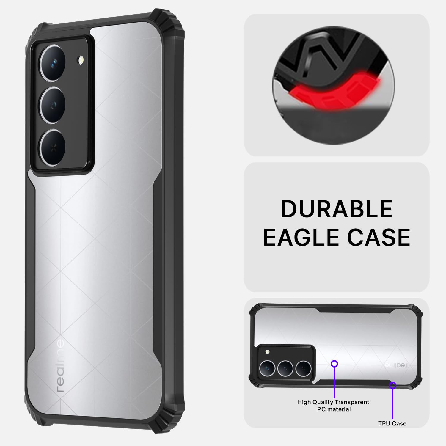 Realme Narzo 80x 5G/P3x 5G/14X 5G Ultra mobile back cover in black by Pikkme – photo 5