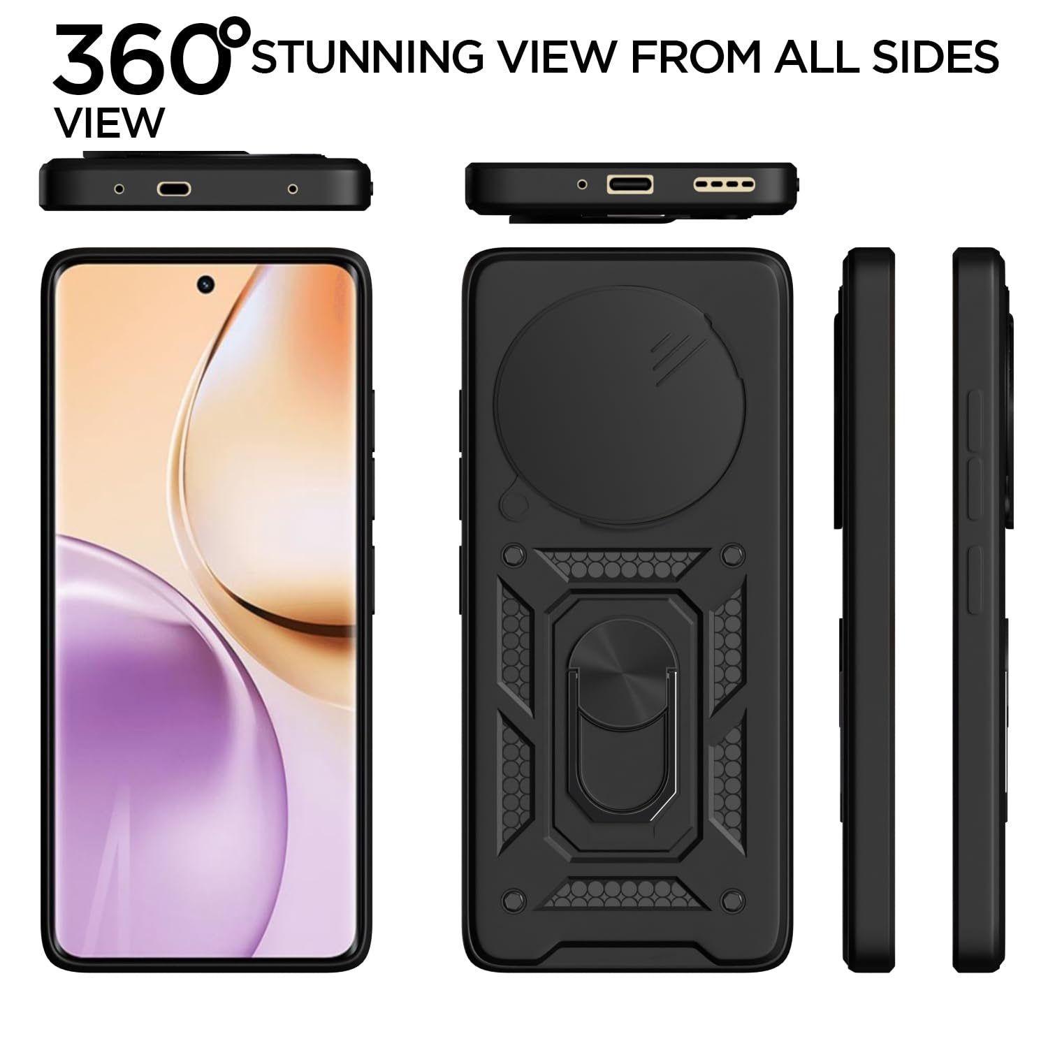 Pikkme Realme P3 Pro 5G / Realme 14 Pro Plus 5G D10 Tough Armor Back cover (Black)