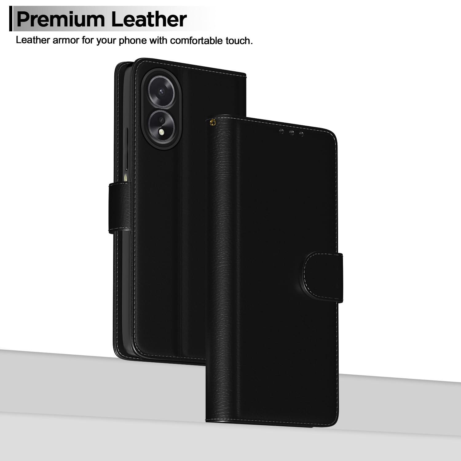 Pikkme Oppo A38 4G Vintage Flip Cover (Black)