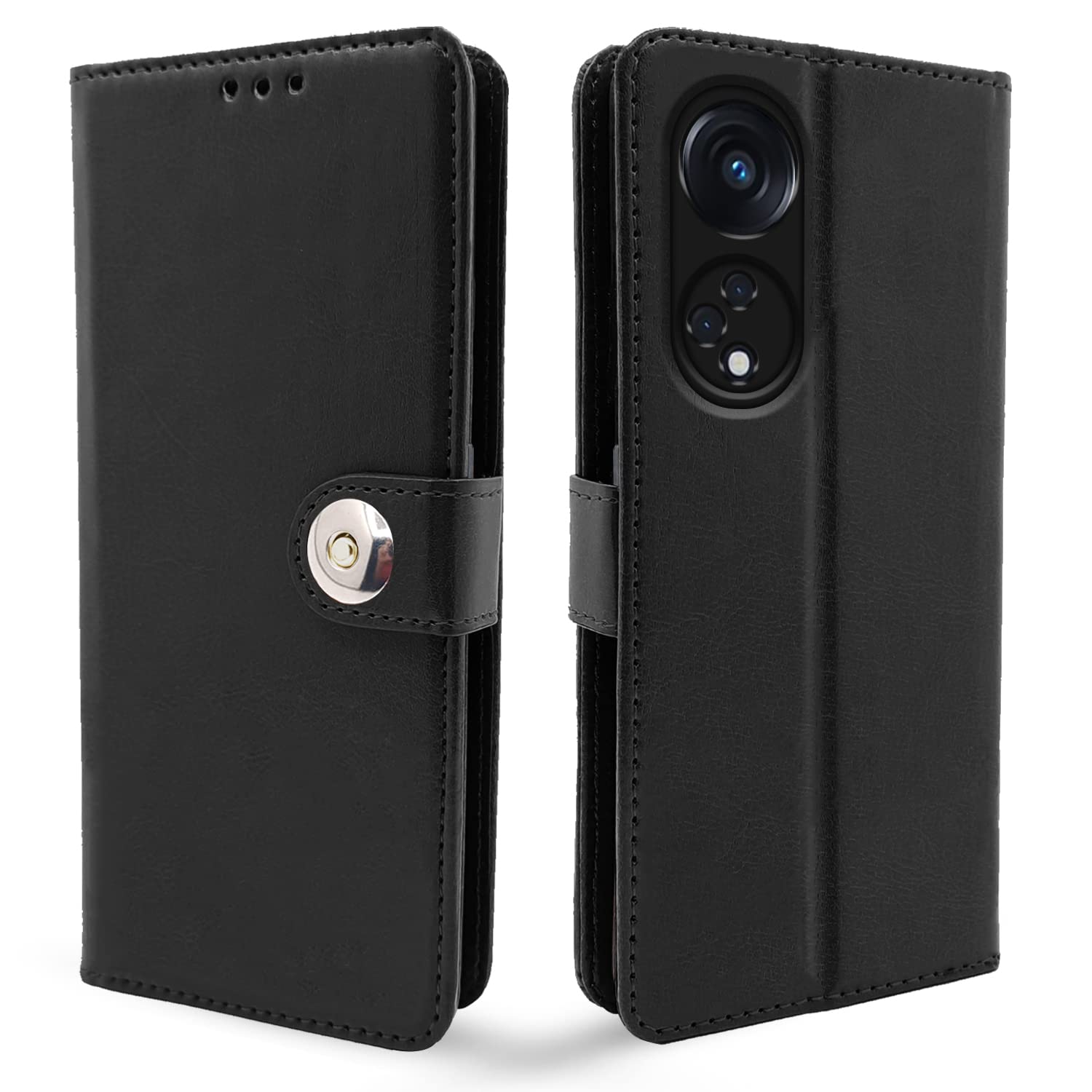 Oppo Reno 8T 5G wallet flip cover in black by Pikkme