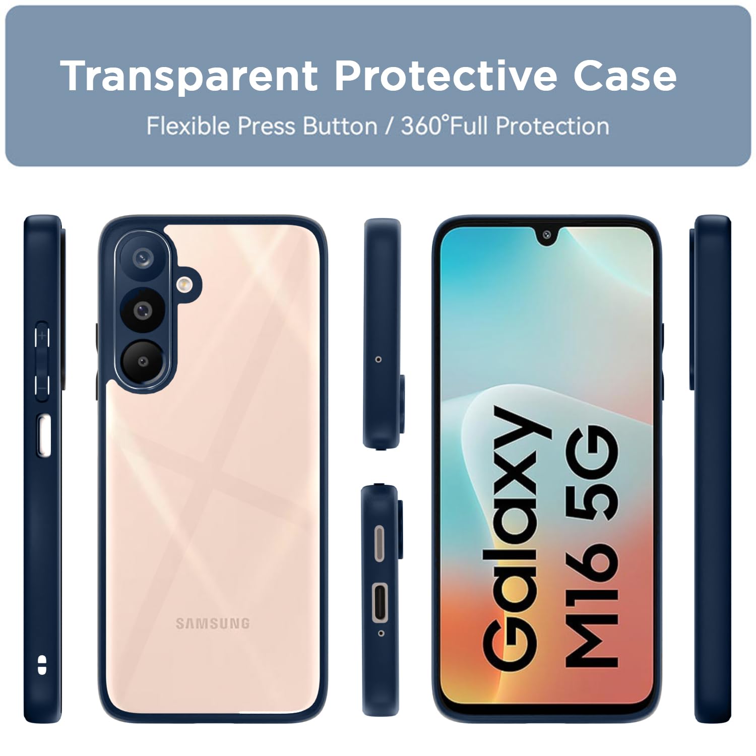 Pikkme Samsung Galaxy M16 5G Eagle 2 Shockproof Sleek Hybrid Armor Back Cover (Blue)