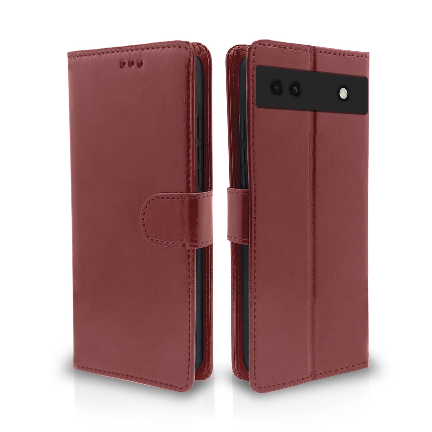 Google Pixel 6a Wallet flip cover in brown by Pikkme