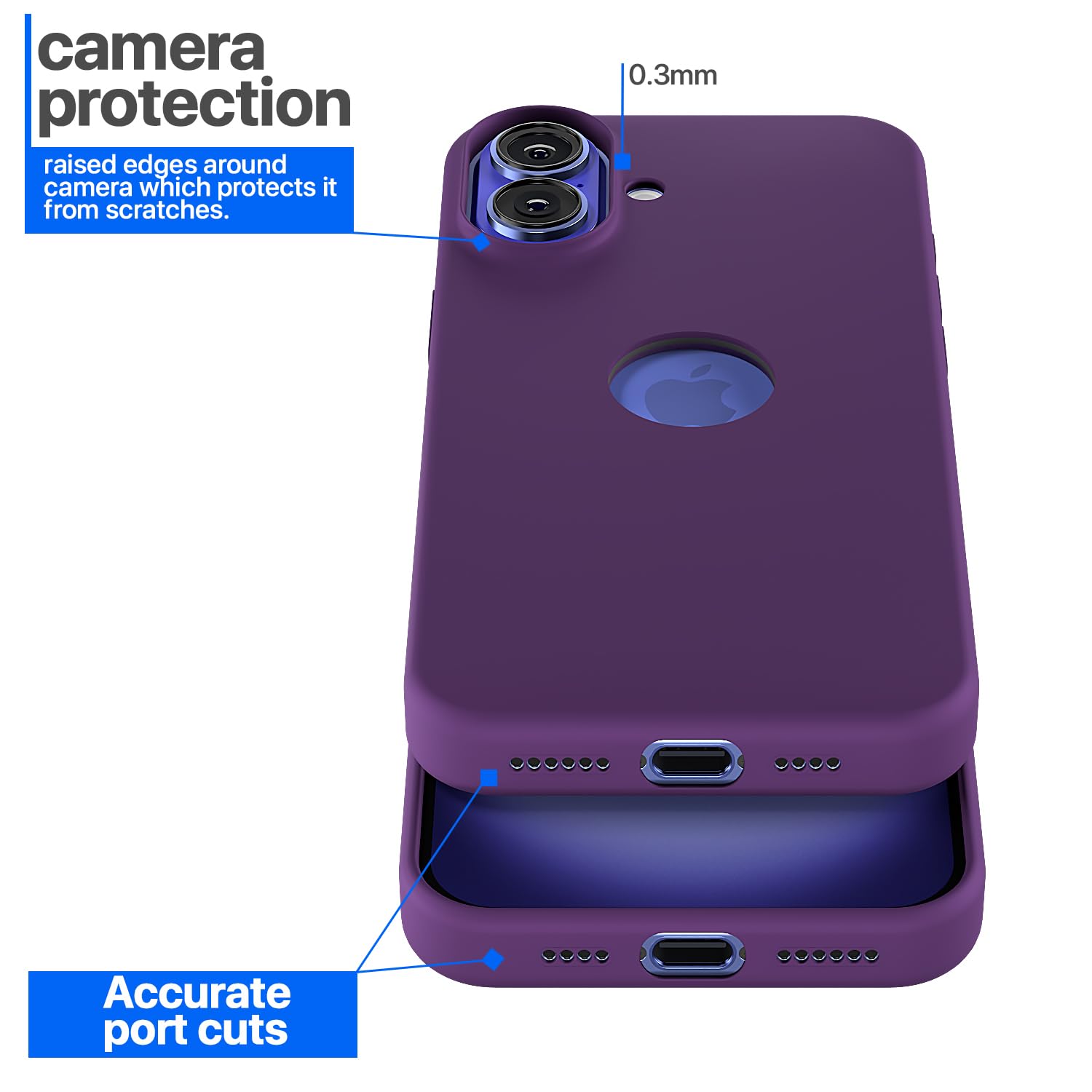 Pikkme iPhone 16 Plus Super Soft Silicone Back Cover (Grape)
