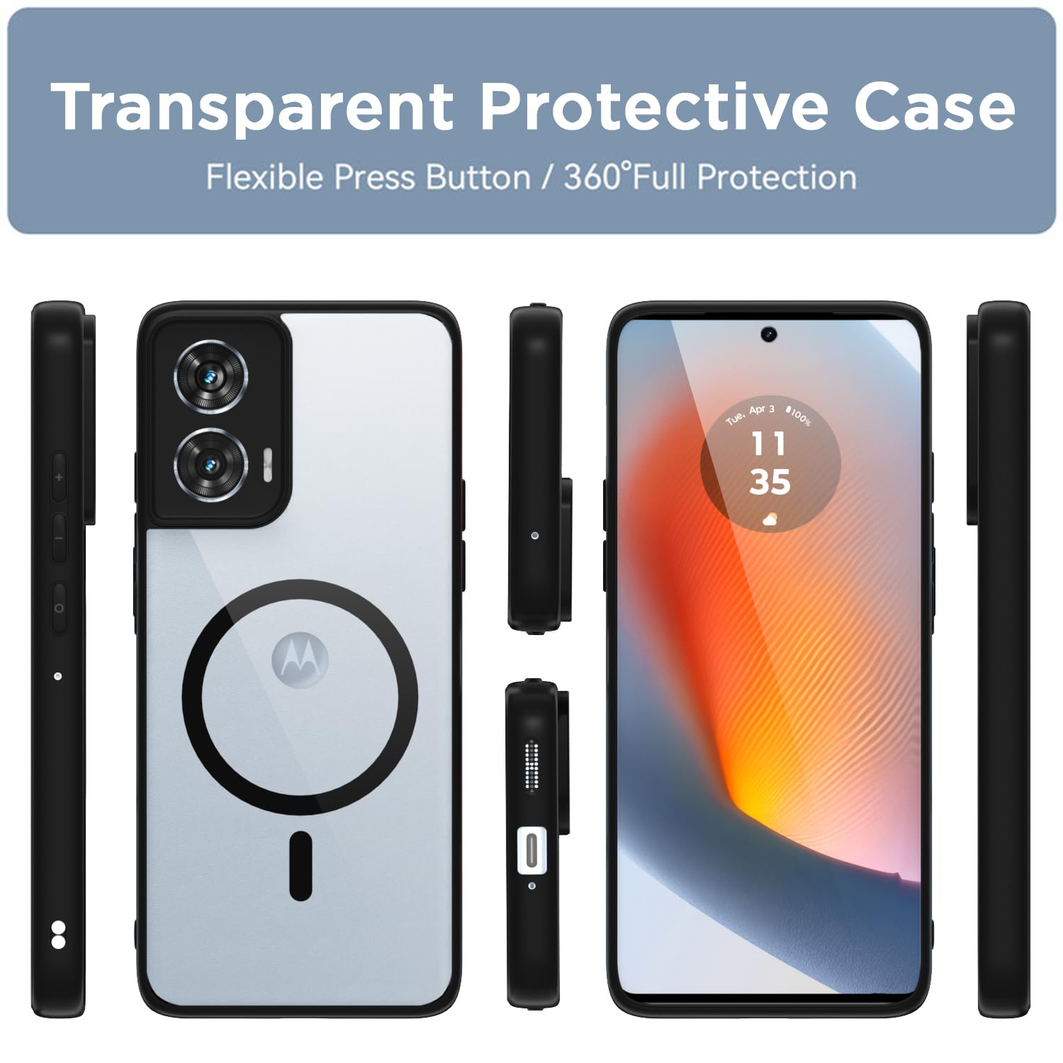 Moto Edge 50 Fusion/G96 5G MagSafe mobile back cover in black mag-safe by Pikkme – photo 2