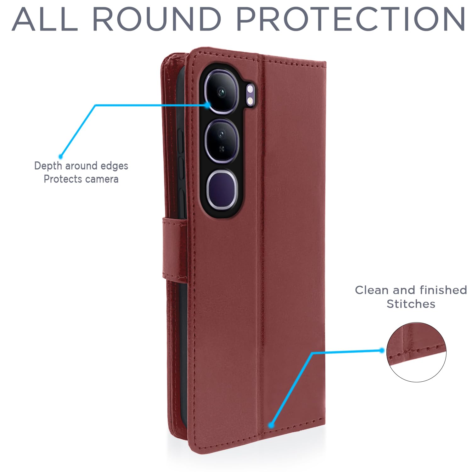 Pikkme Vivo Y300 5G Vintage Flip Cover | Brown