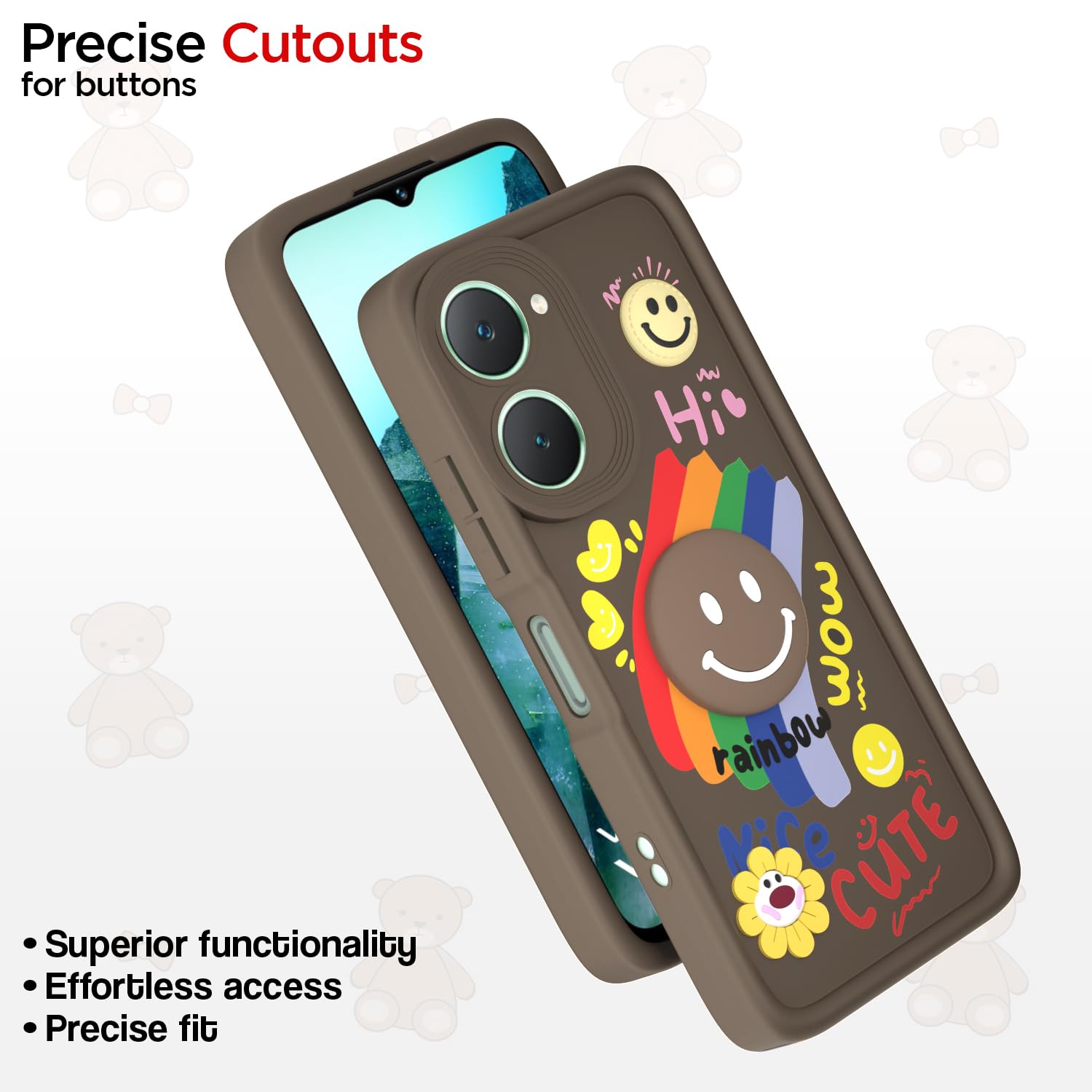 Brown Soft Silicone back cover for iQOO Z9 Lite 5G/Vivo T3 Lite 5G/Vivo Y18/Y18e/Y03 – Pikkme – photo 6