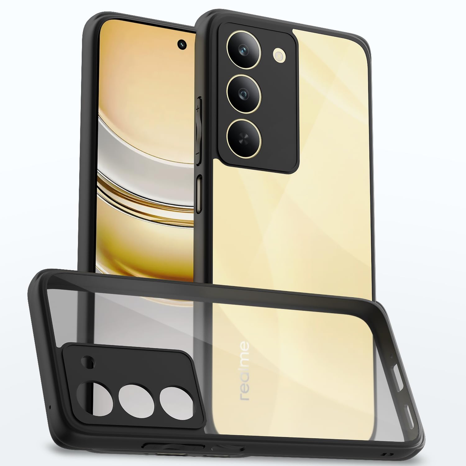 Black mobile back cover for Realme Narzo 80x/P3x/14X 5G – Pikkme