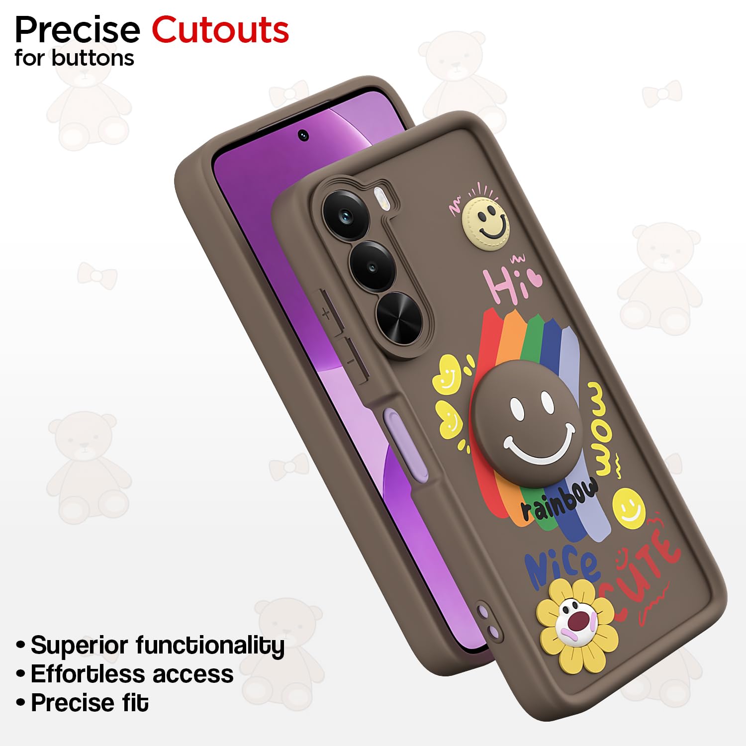 Pikkme brown Smile Rainbow mobile back cover for Realme P4x 5G – photo 6