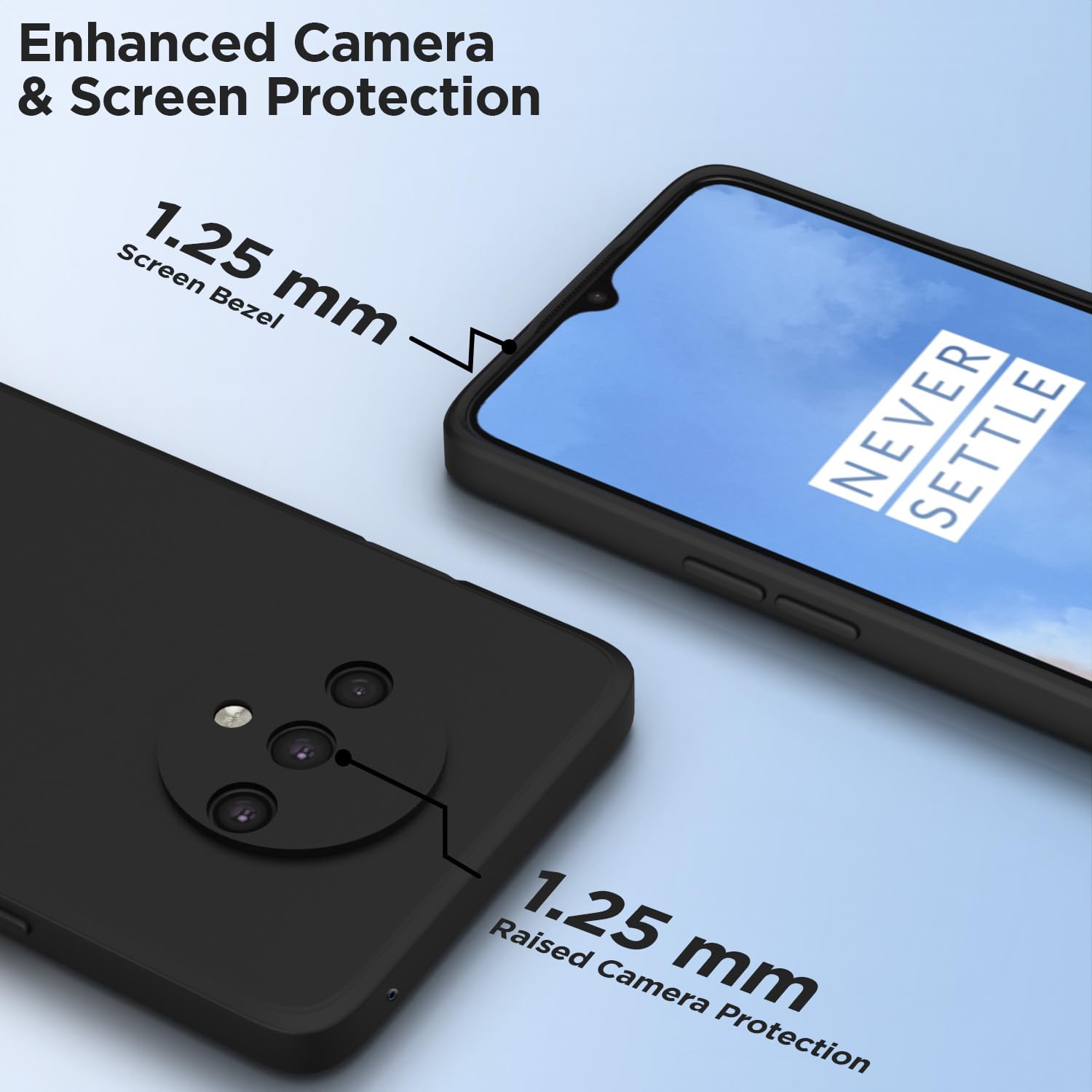 Pikkme OnePlus 7T Liquid Silicone Back Cover | Black