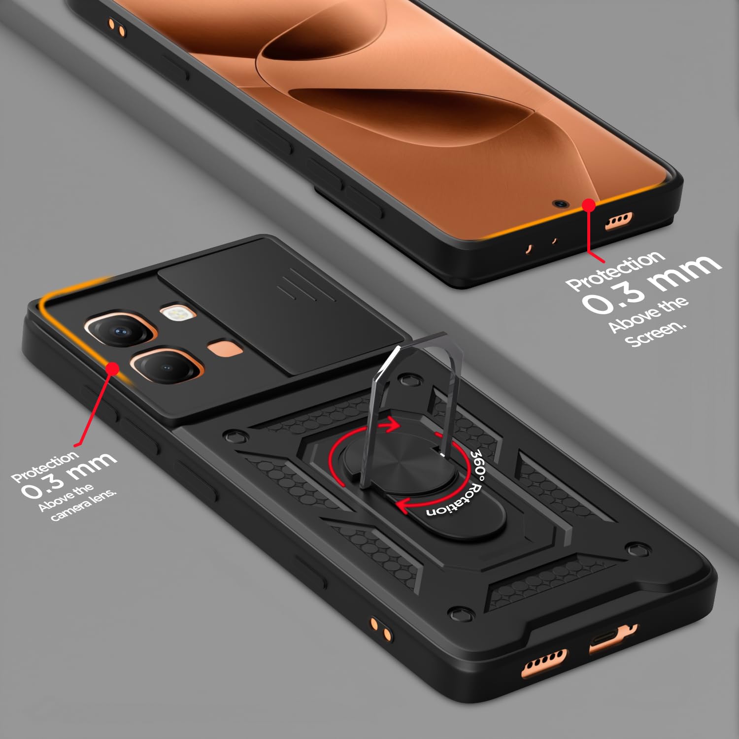 Pikkme black D10 Camera Shield back cover for Infinix Note Edge 5G/360 – photo 4