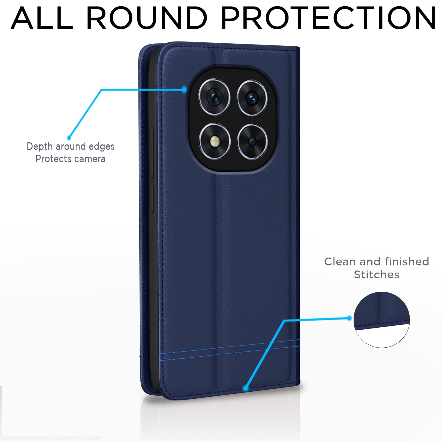 Redmi Note 14 Pro/Note 14 Pro Plus 5G Magnetic mobile flip cover in blue by Pikkme – photo 4