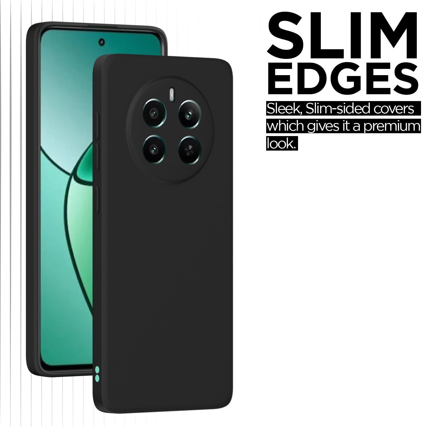 Pikkme Realme 12 Plus 5G Liquid Silicone Back Cover (Black)