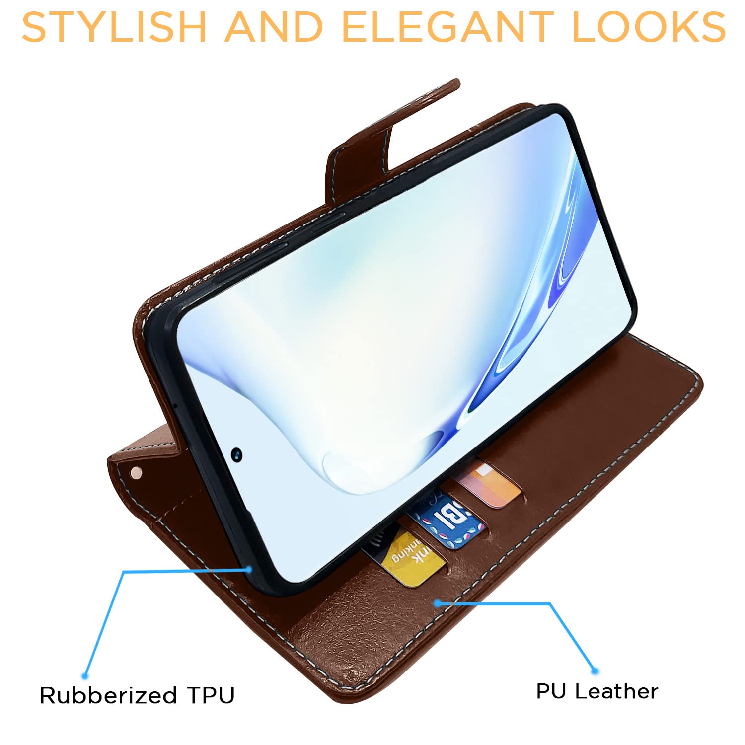 Vivo V27/V27 Pro 5G Magnetic wallet flip cover in brown & coffee by Pikkme – photo 5