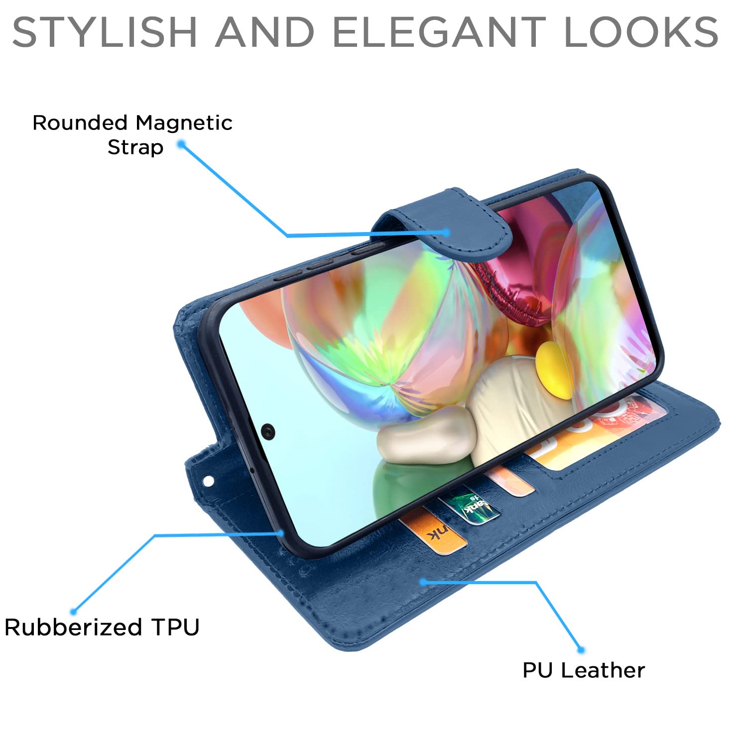 Pikkme Samsung Galaxy A71 Vintage Flip Cover (Blue)
