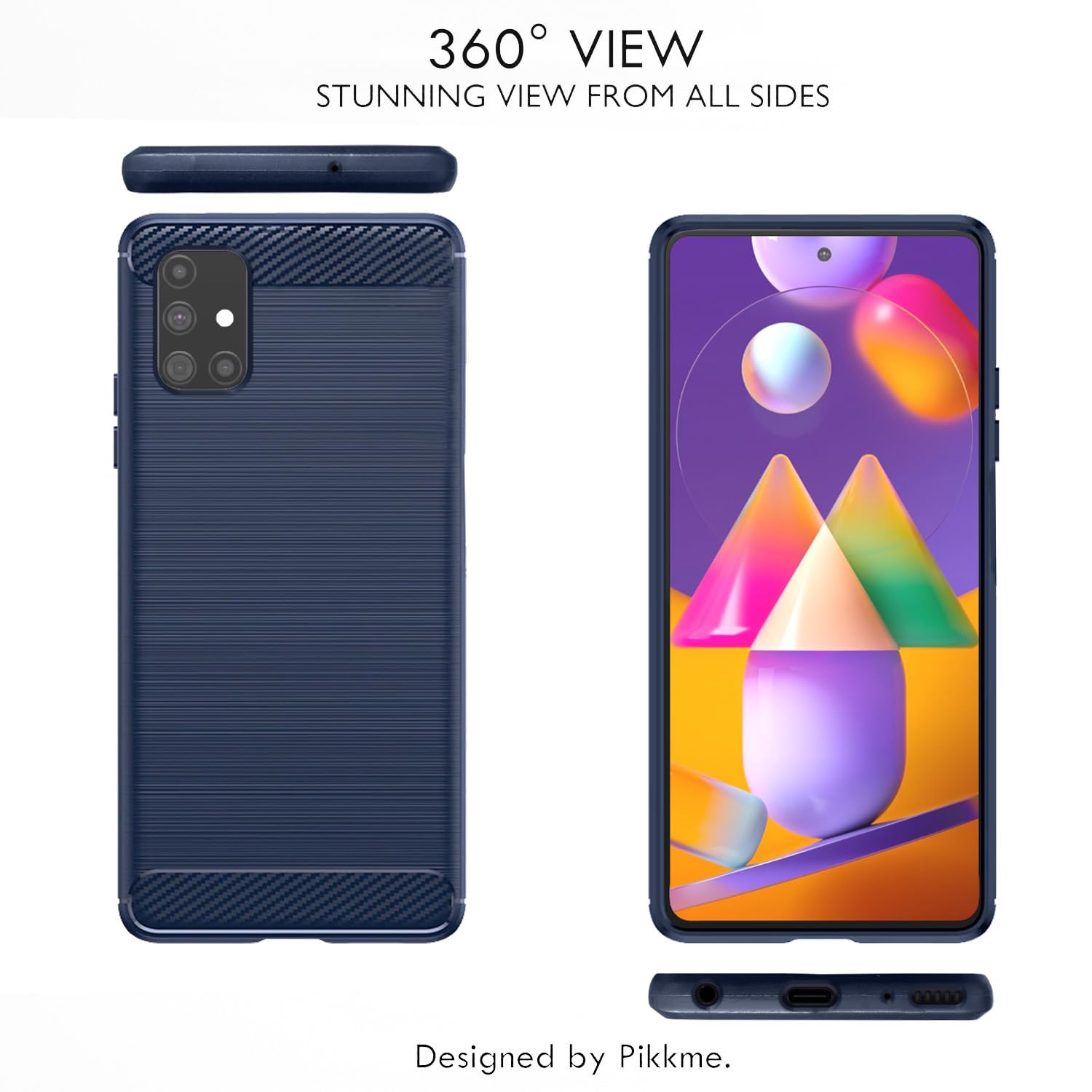 Pikkme Samsung Galaxy M31s Hybrid Carbon Fiber Back Cover | Blue