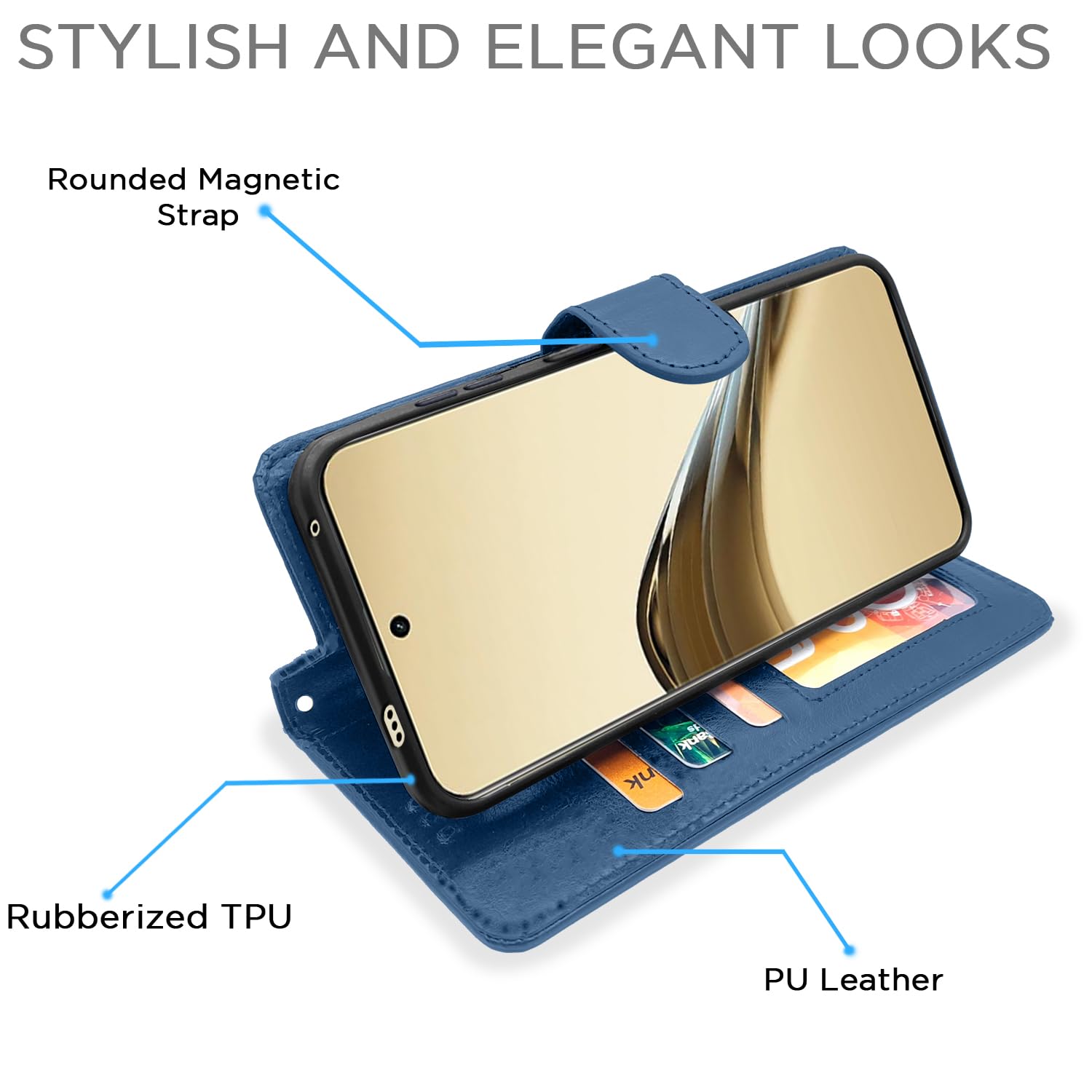 Pikkme Realme 13 Pro 5G Vintage Flip Cover (Blue)