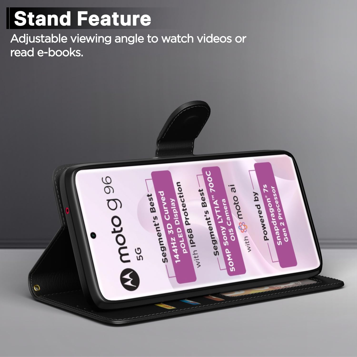 Pikkme black Wallet flip case for Moto Edge 50 Fusion/G96 5G – photo 3