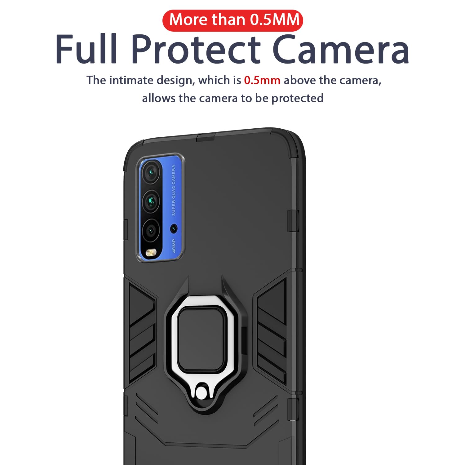 Pikkme Redmi 9 Power/Poco M3 D5 Tough Armor Back Cover | Black