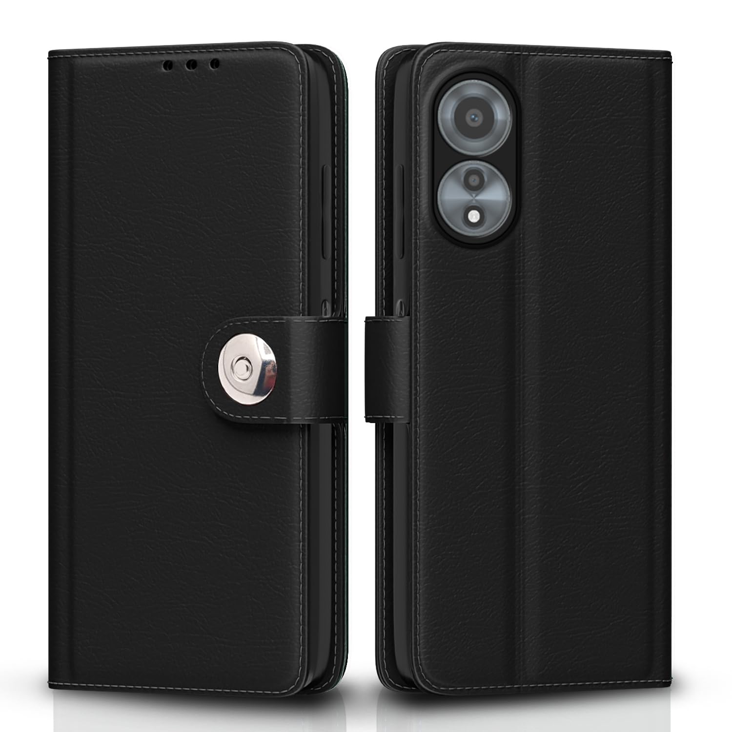 Black Button wallet flip cover for Oppo A78 4G – Pikkme