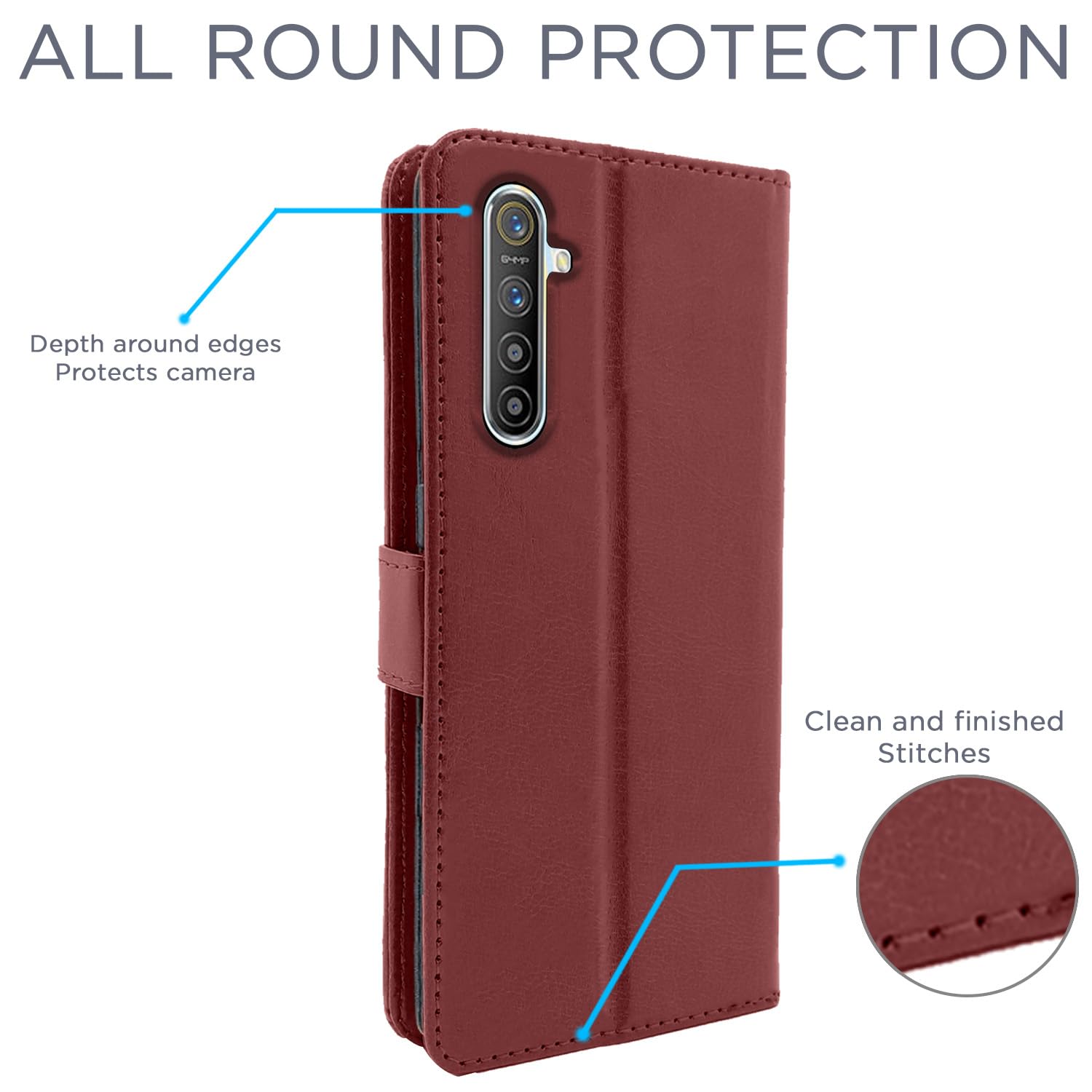 Pikkme Realme XT Flip Vintage Flip Cover | Brown