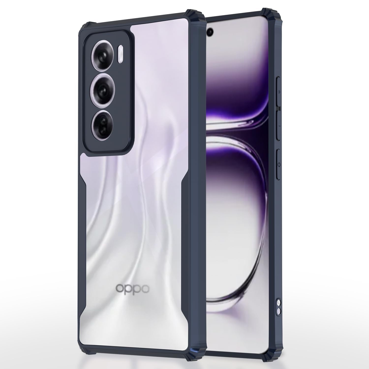 Pikkme blue Clear mobile back cover for Oppo Reno 12 5G