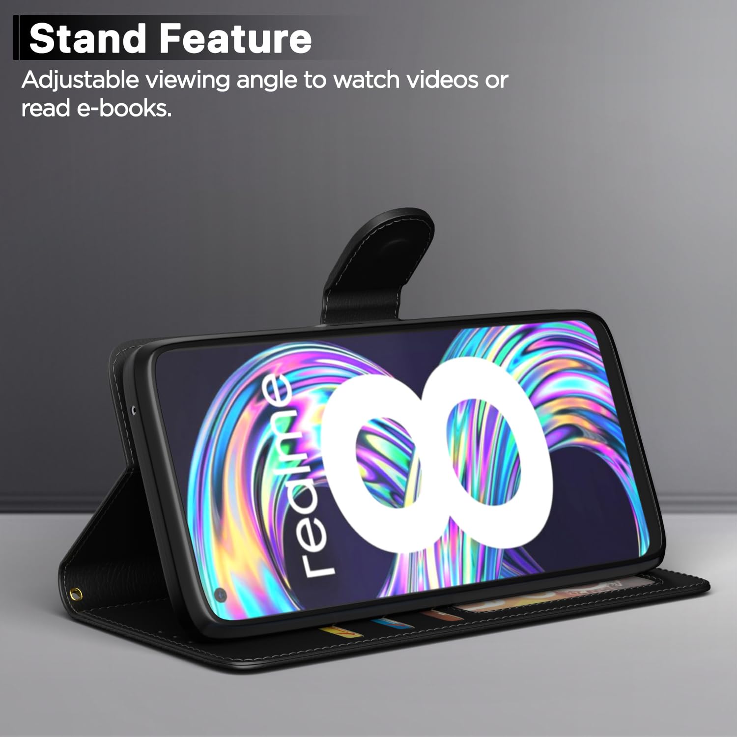 Pikkme black Wallet wallet flip cover for Realme 8/8 Pro – photo 3