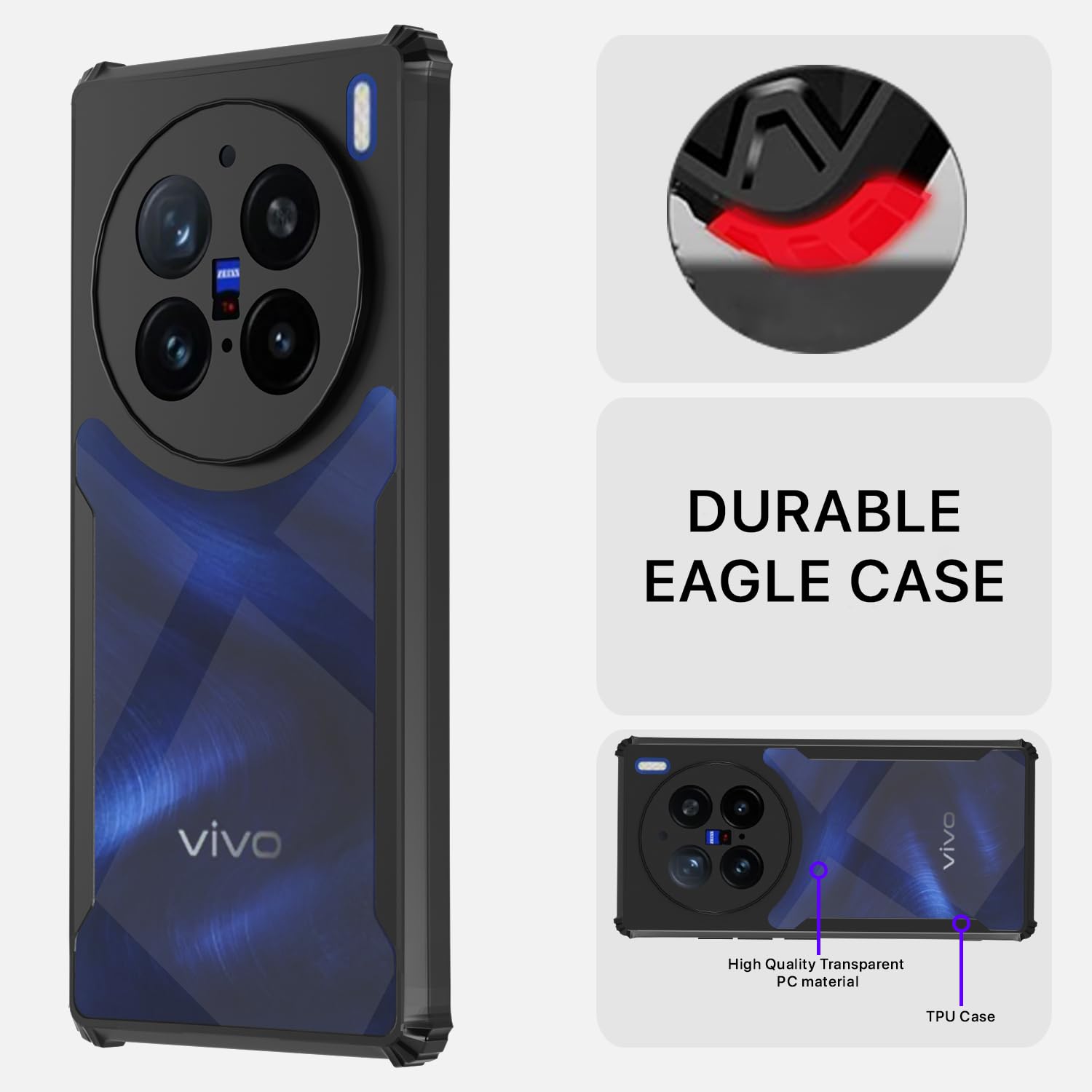 Pikkme Vivo X200 Pro 5G Eagle Back Cover (Black)