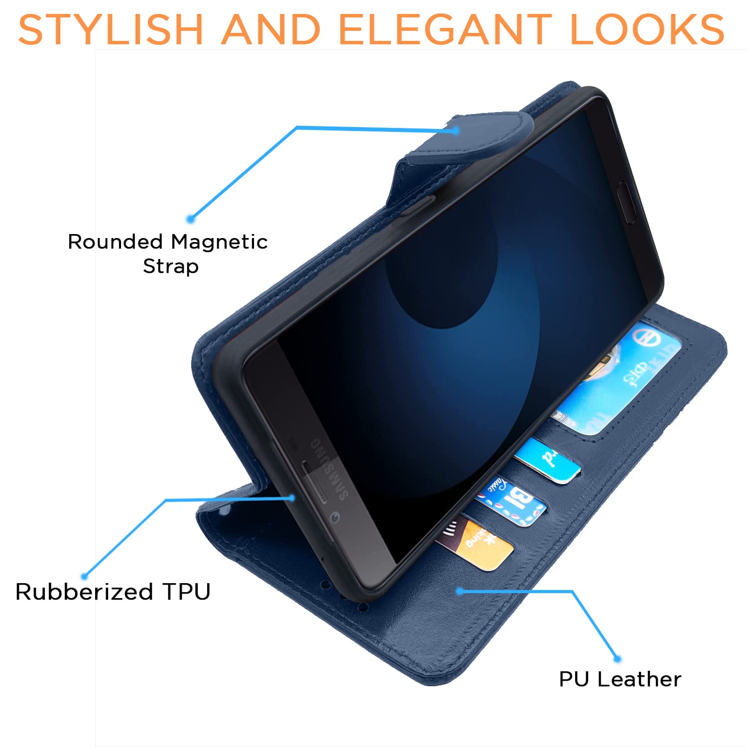 Pikkme Galaxy J5 Prime Vintage Flip Cover (Blue)