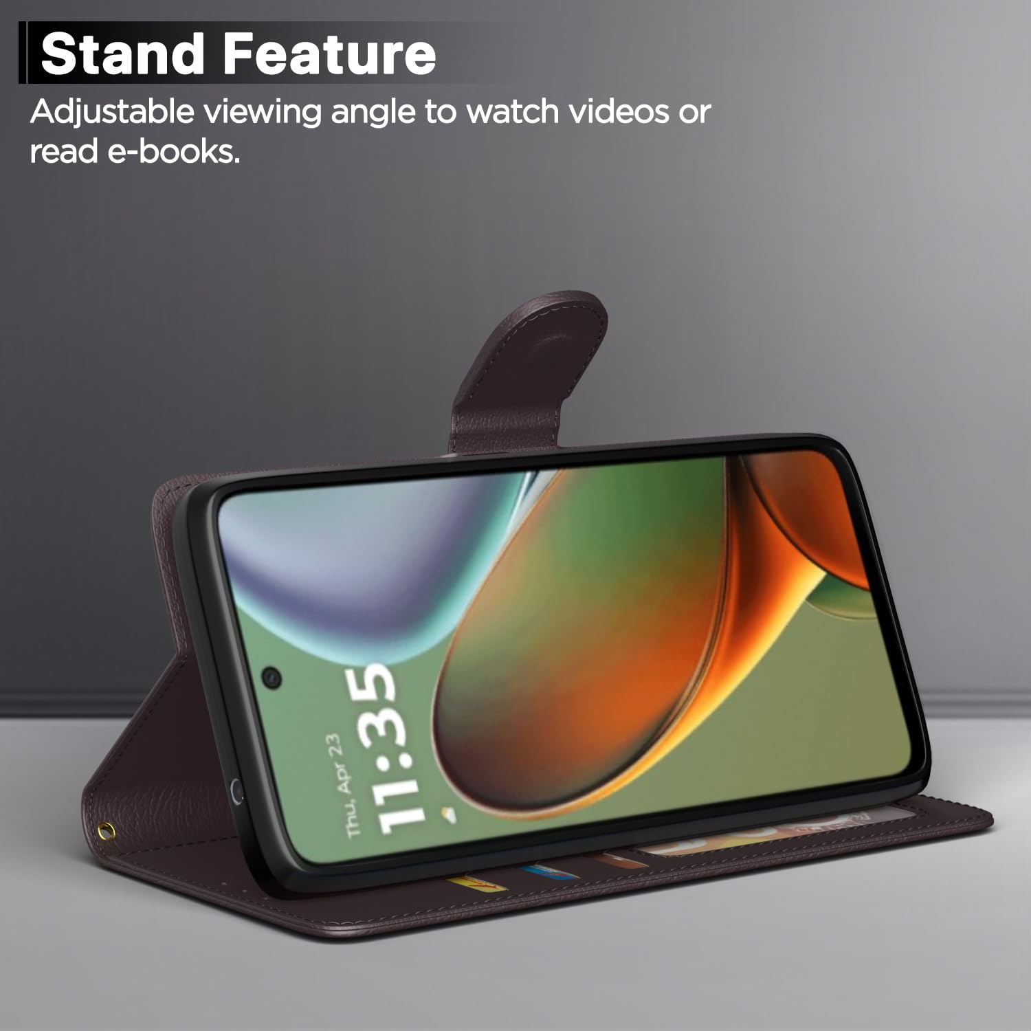 Pikkme Motorola Moto G05 Premium Leather Finish Vintage Flip Cover (Coffee)