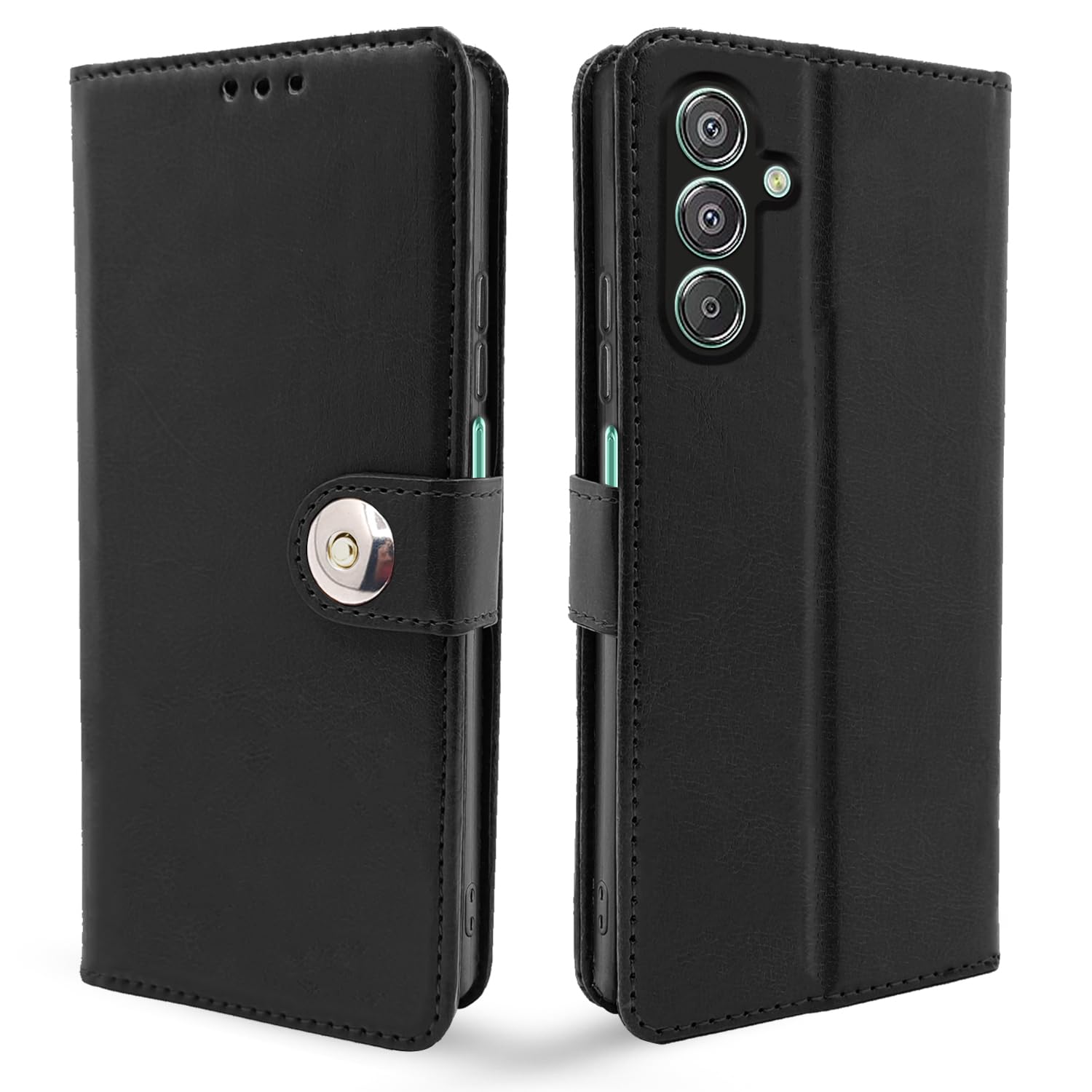 Pikkme Samsung F15/M15/M15 Prime 5G Button black wallet flip cover