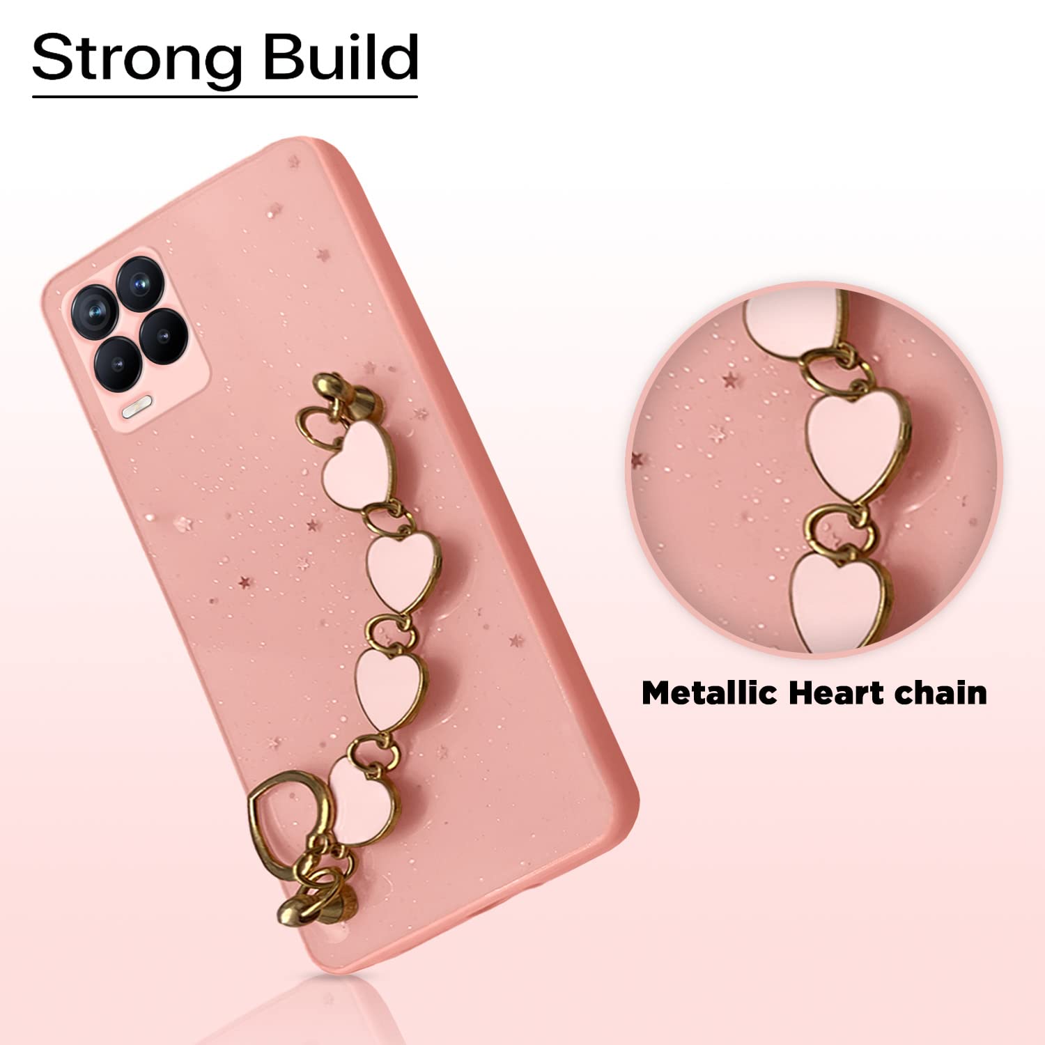 Pikkme Realme 8 4G / Realme 8 Pro Chain Back Cover (Pink)
